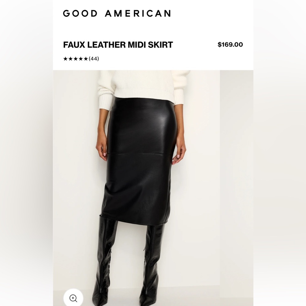 NEW WITH TAGS Good American Better Than Leather MIDI Skirt